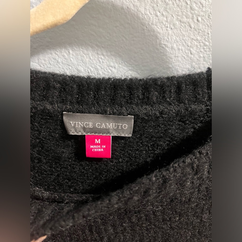Vince Camuto Fall Forward Rich Black Sweater Size M NWT - Picture 3 of 7